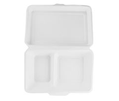 9x6in 2-comp Bagasse Clamshell