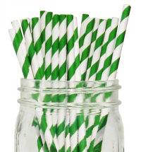 8mm Green & White Smoothie Paper Straw