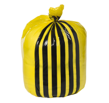 28" x 38" Yellow Tiger Stripe Sacks On Roll 10kg+