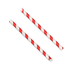 Straight Angle Cut Straw Paper 229x12mm/9Inch Red Stripe