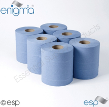 2 ply Blue CentreFeed Rolls 144M x 195mm x 60mm 400 Sheets