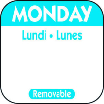 Round Monday Day Dot Label 25mm (Large Blue)