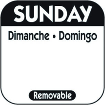 Round Sunday Day Dot Label 25mm (Large Black)